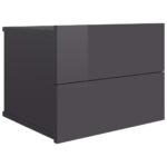 Bedside Cabinet High Gloss Grey 40x30x30cm Engineered Wood