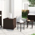 Side Tables 3pcs Brown Poly Rattan