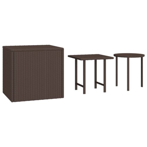 Side Tables 3pcs Brown Poly Rattan - Image 2