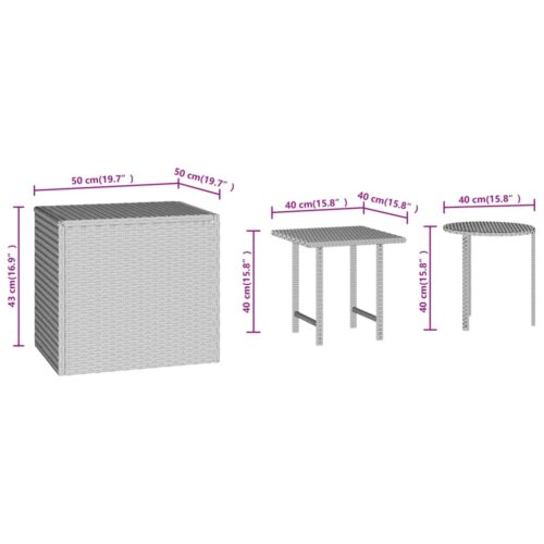 Side Tables 3pcs Brown Poly Rattan - Image 7