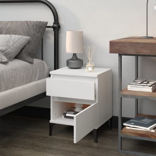 Bedside Cabinet White 40x35x50cm - Image 3