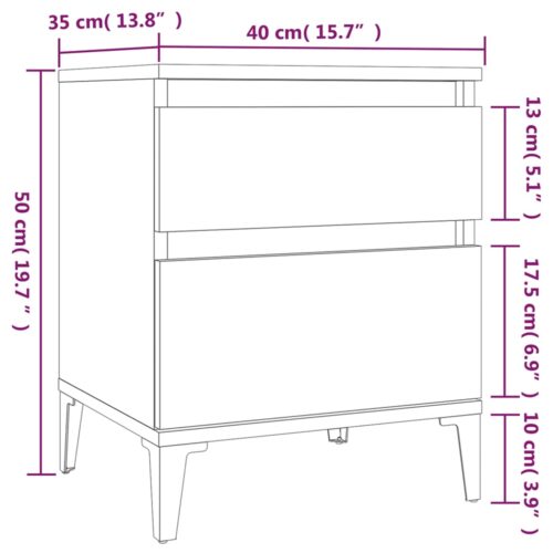Bedside Cabinet White 40x35x50cm - Image 10