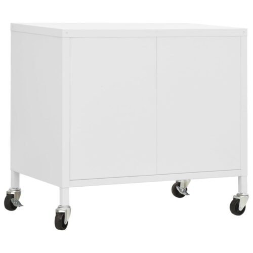 Industrial Steel Cabinet Storage Shelf Table Sideboard Cupboard on Wheels White - Image 5