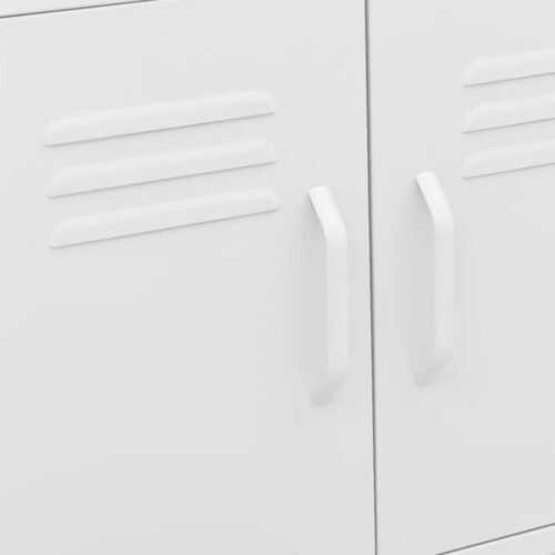 Industrial Steel Cabinet Storage Shelf Table Sideboard Cupboard on Wheels White - Image 7