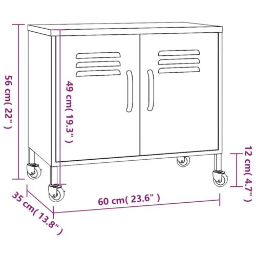 Industrial Steel Cabinet Storage Shelf Table Sideboard Cupboard on Wheels White - Image 9