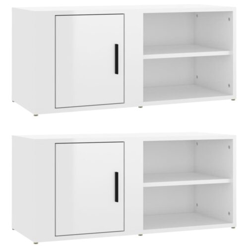 TV Cabinets 2pcs High Gloss White 80x31.5x36cm Engineered Wood - Image 2