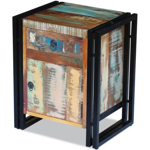 Bedside Cabinet Solid Reclaimed Wood - Image 2