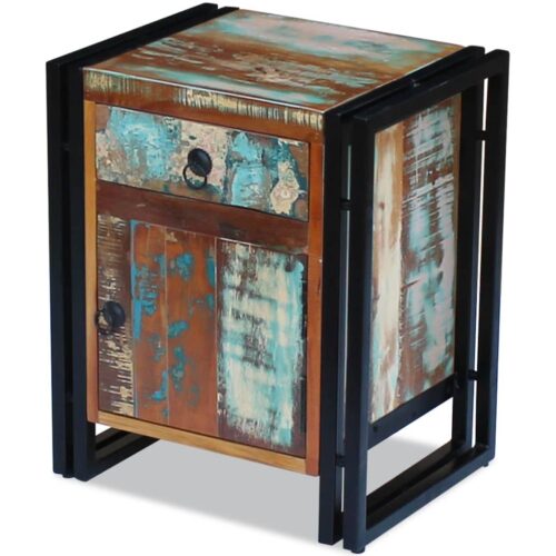 Bedside Cabinet Solid Reclaimed Wood - Image 3