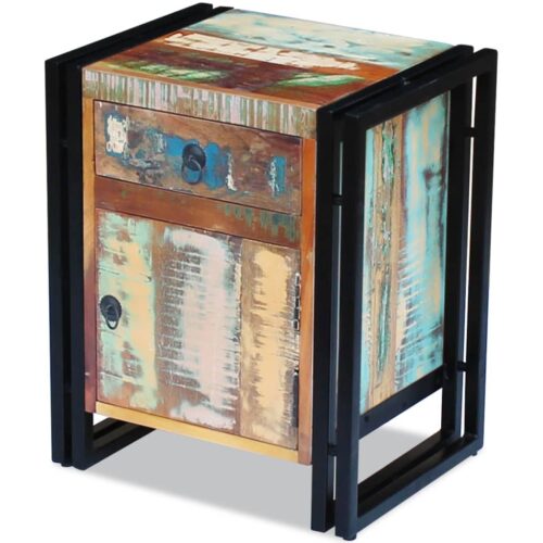 Bedside Cabinet Solid Reclaimed Wood - Image 4