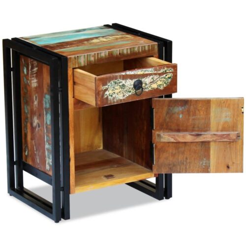 Bedside Cabinet Solid Reclaimed Wood - Image 6