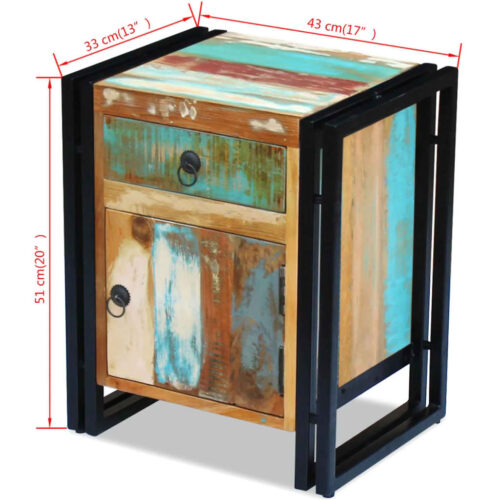 Bedside Cabinet Solid Reclaimed Wood - Image 7