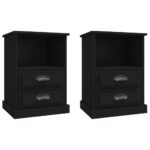 Bedside Cabinets 2pcs Black 43x36x60cm