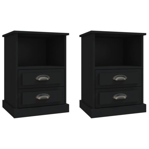 Bedside Cabinets 2pcs Black 43x36x60cm
