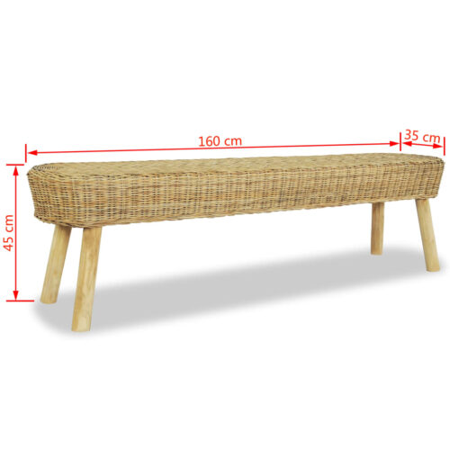 Hall Bench 160x35x45cm Natural Rattan - Image 5