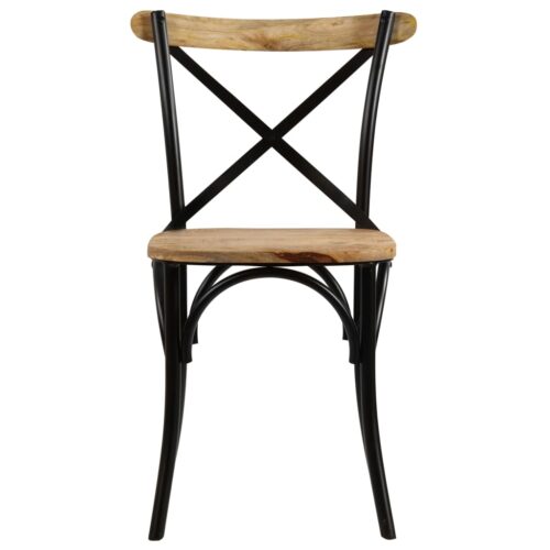 Cross Chairs 2pcs Black Solid Mango Wood - Image 4