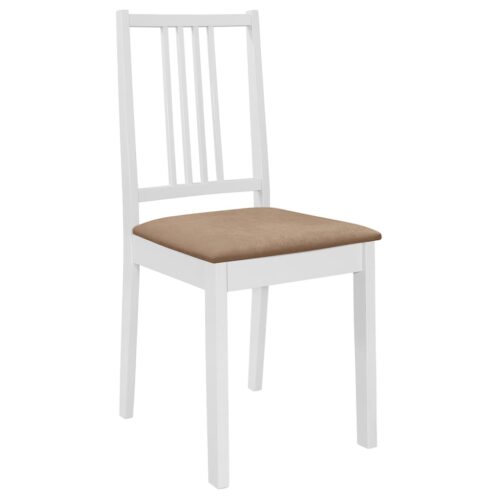 4x White Solid Wood Dining Chairs Set Farm Country Kitchen Cafe Padded Cushion - Image 2