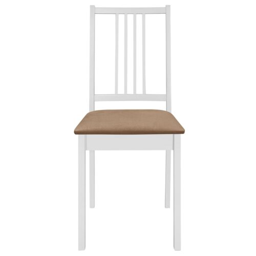 4x White Solid Wood Dining Chairs Set Farm Country Kitchen Cafe Padded Cushion - Image 3