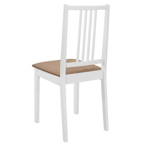 4x White Solid Wood Dining Chairs Set Farm Country Kitchen Cafe Padded Cushion - Image 5