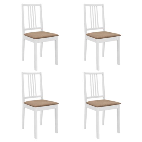 4x White Solid Wood Dining Chairs Set Farm Country Kitchen Cafe Padded Cushion - Image 8
