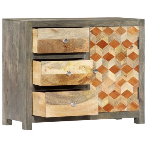 Side Cabinet Grey 75x30x60cm Solid Mango Wood - Image 2