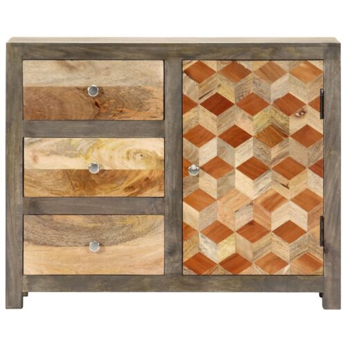 Side Cabinet Grey 75x30x60cm Solid Mango Wood - Image 4