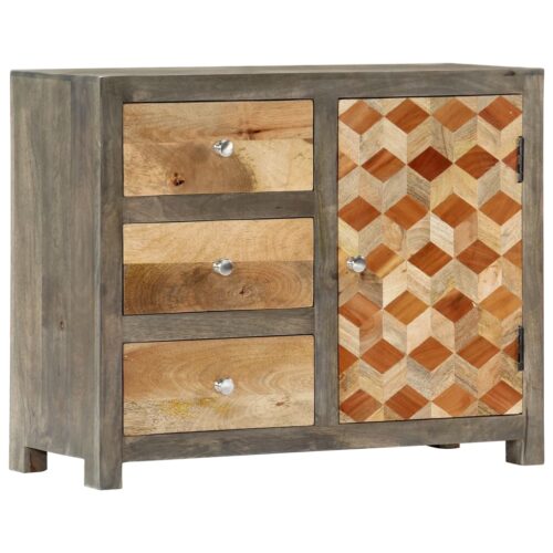 Side Cabinet Grey 75x30x60cm Solid Mango Wood - Image 9