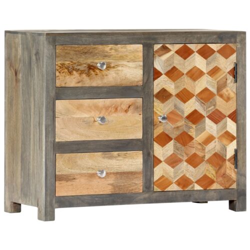 Side Cabinet Grey 75x30x60cm Solid Mango Wood - Image 11