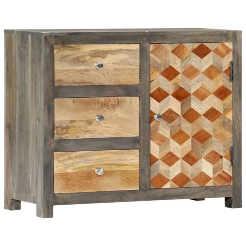 Side Cabinet Grey 75x30x60cm Solid Mango Wood - Image 12