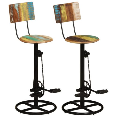 Bar Stools 2pcs Solid Wood Reclaimed - Image 12