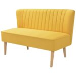 2-Seater Fabric Sofa Lounge Modern Retro Living Room Lovechair Chair Yellow 117x55.5x77cm