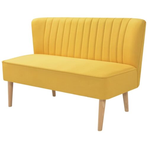 2-Seater Fabric Sofa Lounge Modern Retro Living Room Lovechair Chair Yellow 117x55.5x77cm