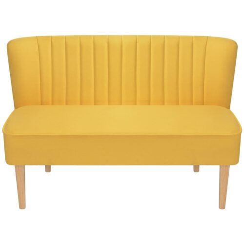 2-Seater Fabric Sofa Lounge Modern Retro Living Room Lovechair Chair Yellow 117x55.5x77cm - Image 2