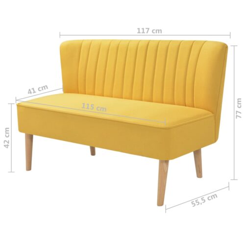2-Seater Fabric Sofa Lounge Modern Retro Living Room Lovechair Chair Yellow 117x55.5x77cm - Image 4