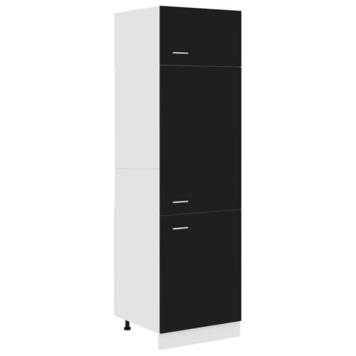 Refrigerator Cabinet Black 60x57x207cm Engineered Wood - Image 2