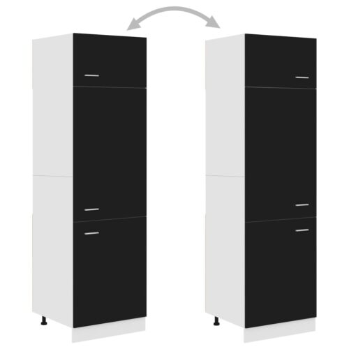 Refrigerator Cabinet Black 60x57x207cm Engineered Wood - Image 4
