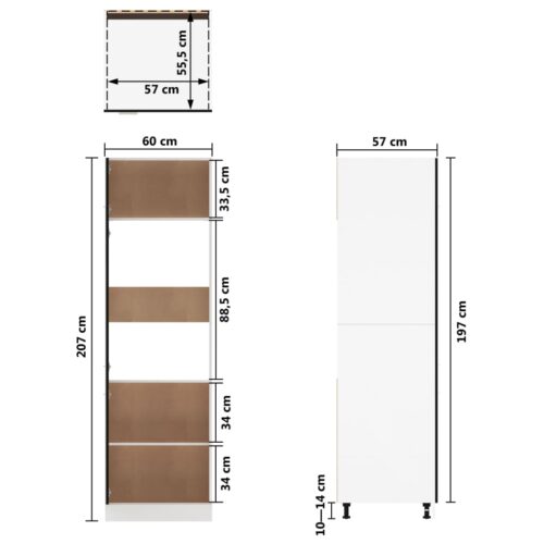 Refrigerator Cabinet Black 60x57x207cm Engineered Wood - Image 9