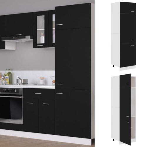 Refrigerator Cabinet Black 60x57x207cm Engineered Wood - Image 11