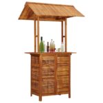Outdoor Bar Table with Rooftop 113x106x217cm Solid Acacia Wood