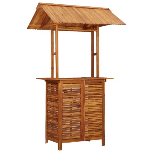 Outdoor Bar Table with Rooftop 113x106x217cm Solid Acacia Wood - Image 2