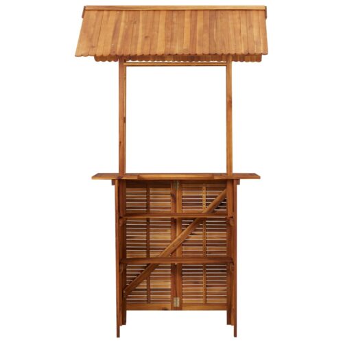 Outdoor Bar Table with Rooftop 113x106x217cm Solid Acacia Wood - Image 4