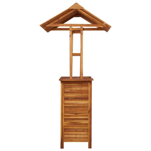 Outdoor Bar Table with Rooftop 113x106x217cm Solid Acacia Wood - Image 5