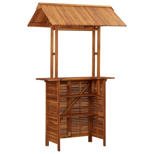 Outdoor Bar Table with Rooftop 113x106x217cm Solid Acacia Wood - Image 6