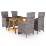 5-Piece Garden Dining Set Grey