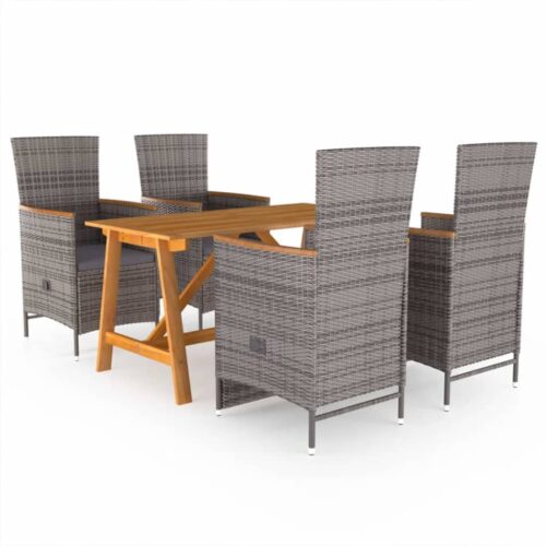 5-Piece Garden Dining Set Grey - Image 12