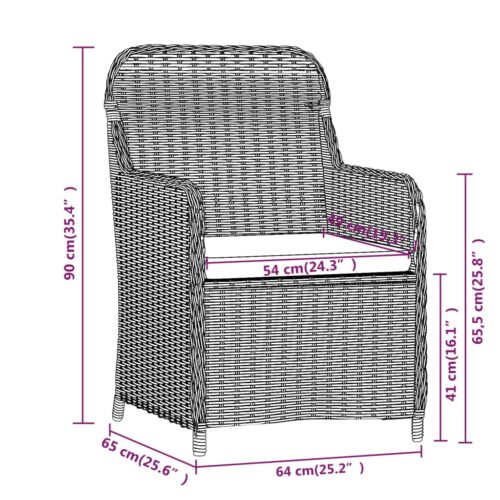 7-Piece Garden Dining Set with Cushions Black Outdoor Patio Lounge Furniture - Image 7