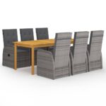 7-Piece Garden Dining Set Grey Outdoor Patio Lounge Furniture