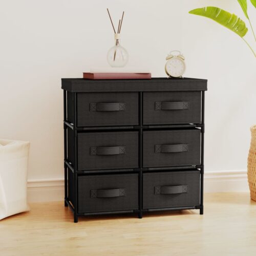 Storage Cabinet with 6 Drawers 55x29x55cm Black Steel - Image 9