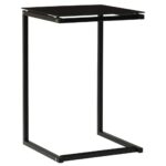 Side Table Black 40x40x60cm Tempered Glass