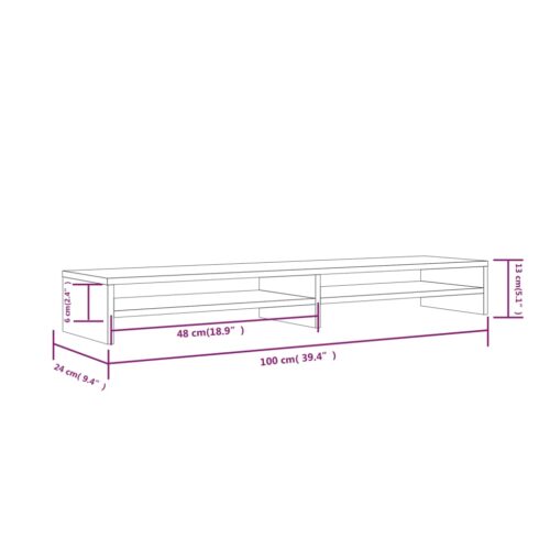 Monitor Stand 100x24x13cm Solid Wood Pine - Image 8