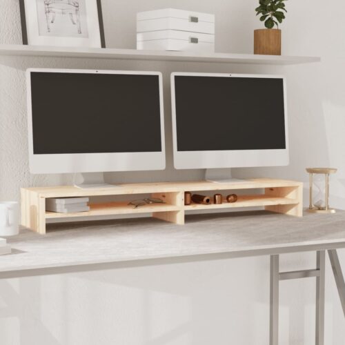 Monitor Stand 100x24x13cm Solid Wood Pine - Image 9
